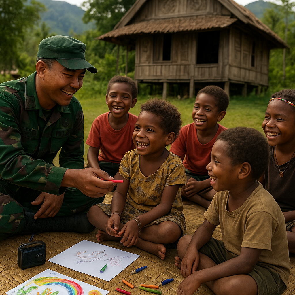 Bantu Pulihkan Trauma, Satgas TNI AD Gelar Terapi Bermain untuk Anak Korban Konflik di Nduga