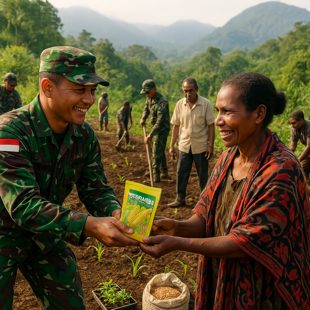 Dari Semak Belukar Jadi Ladang Harapan: Prajurit dan Warga Okyop Buka Lahan & Tanam Jagung Bersama