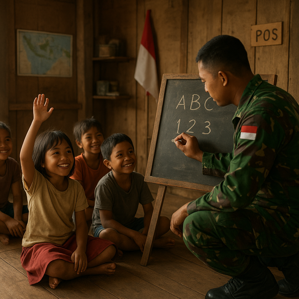 Kisah Prajurit TNI Jadi "Guru Dadakan" untuk Anak-Anak di Pos Perbatasan yang Tak Terjangkau Sekolah