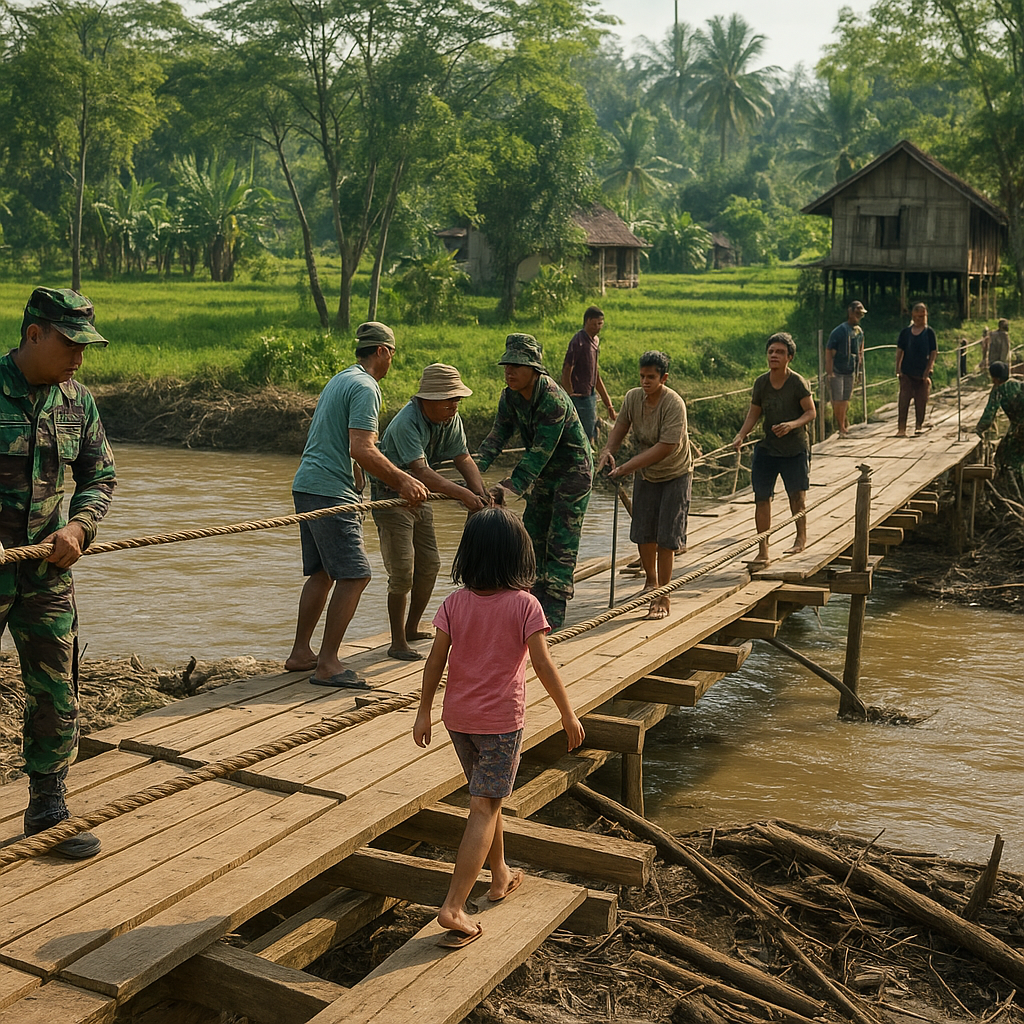 Jembatan Gantung yang Ambruk Dibangun Kembali, Warga Desa Terisolir Kini Bisa Menyeberang dengan Aman
