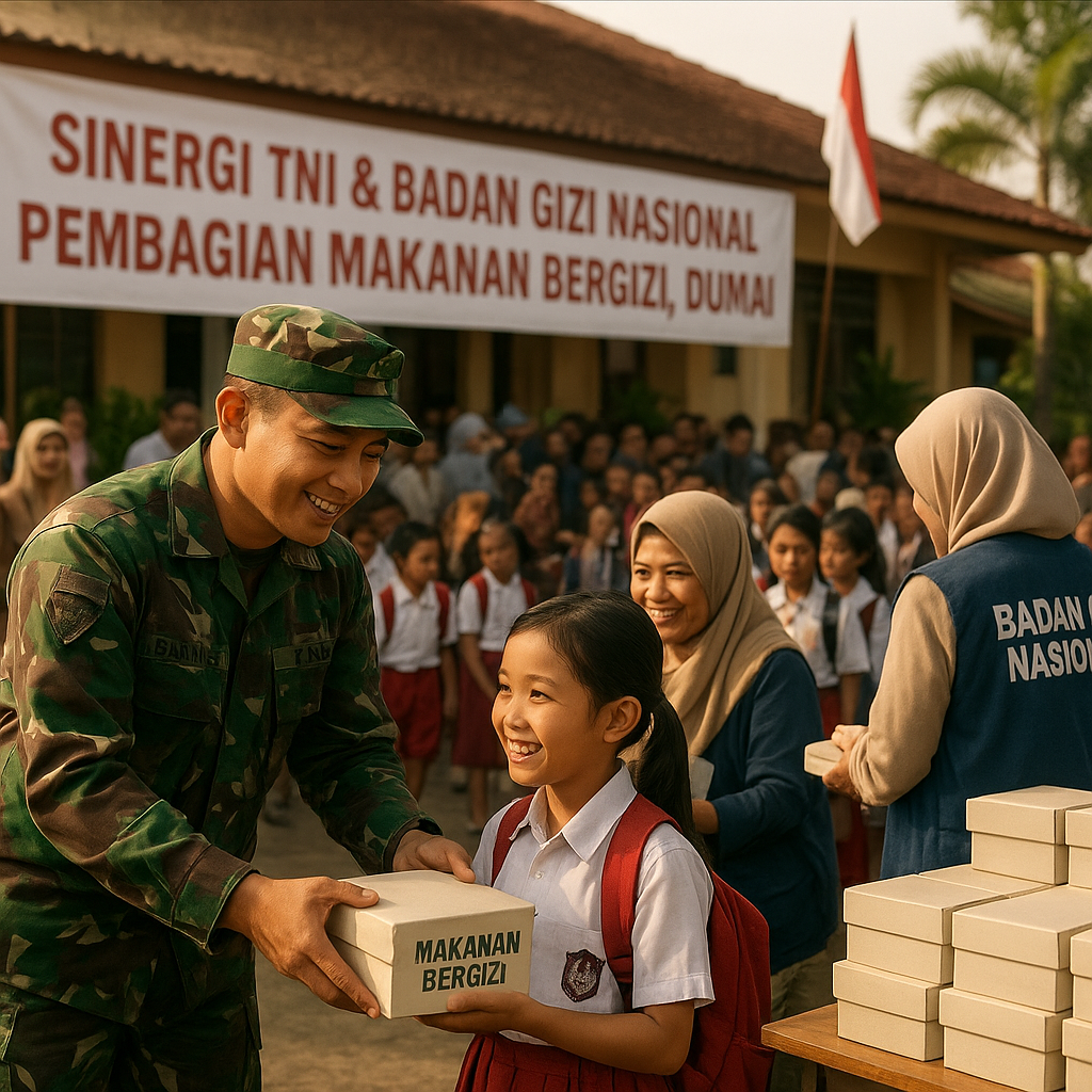 Sinergi TNI dan Badan Gizi Nasional Salurkan Makanan Bergizi di Dumai