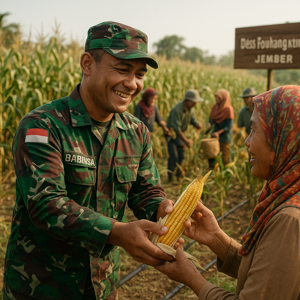 Babinsa Ajak Warga Panen Raya Jagung, Hasil Memuaskan