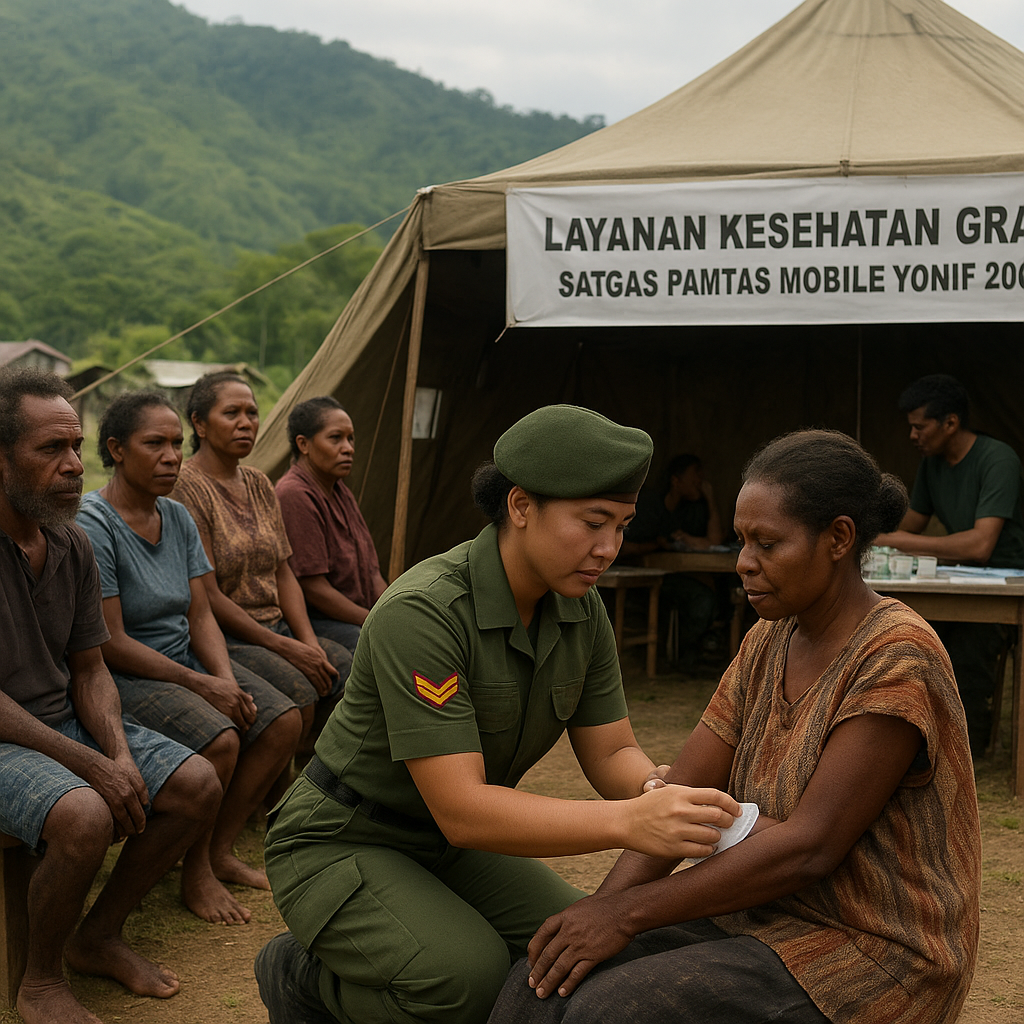 TNI Hadir di Nduga: Sentuhan Layanan Kesehatan Gratis di Titik Kuat Labrik
