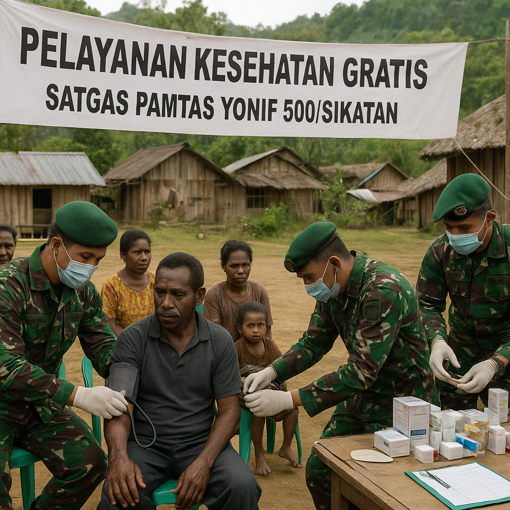 Yankes Gratis Satgas TNI Jembatani Damai di Pedalaman Intan Jaya