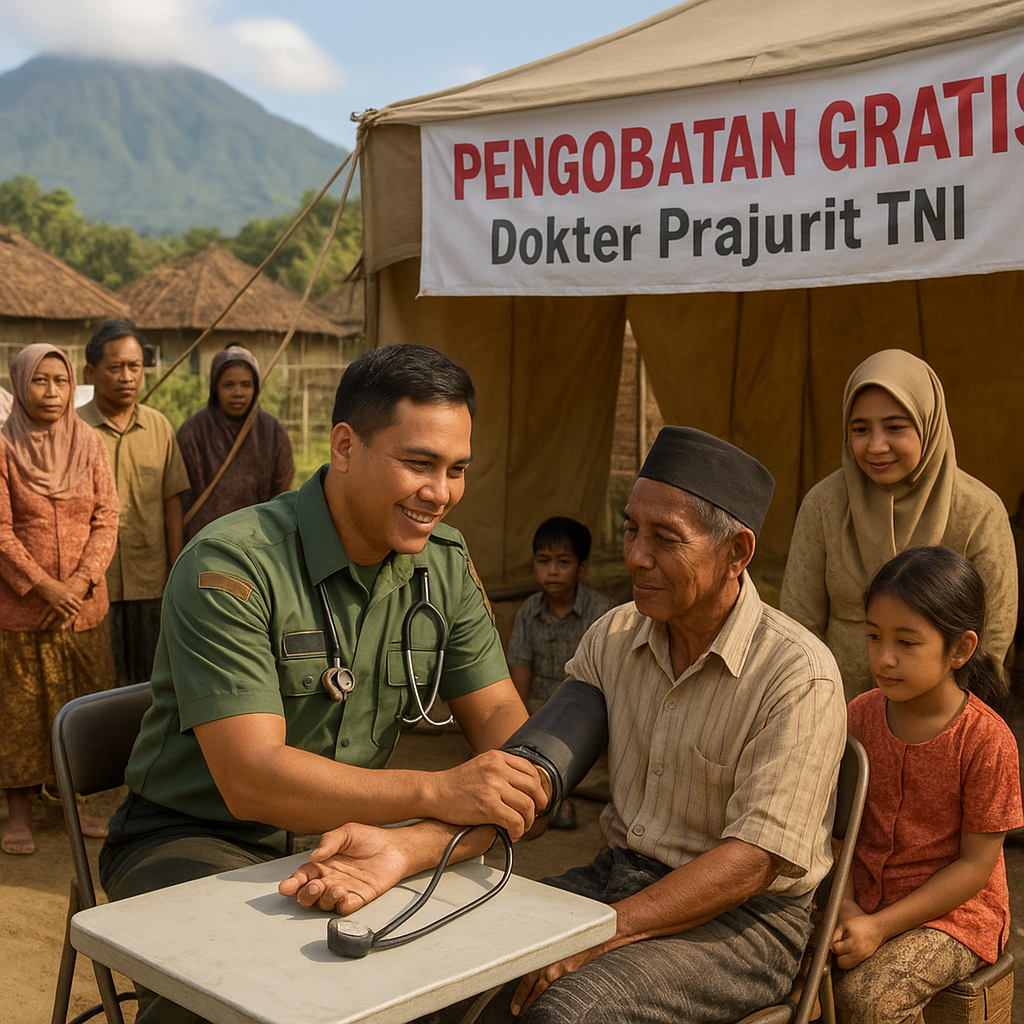 Dokter Prajurit TNI Buka Pengobatan Gratis di Kaki Gunung Wilis, Warga Antusias