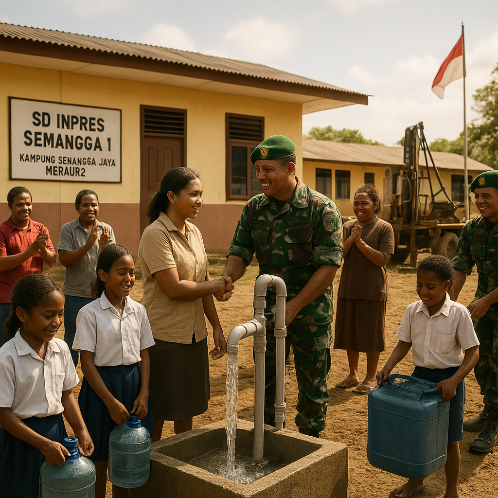 Sumur Bor untuk Sekolah: Harapan Baru dari TNI untuk Anak-Anak Semangga Jaya