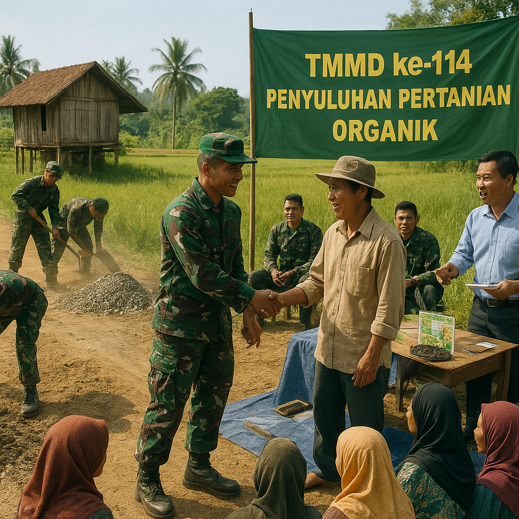 Kegiatan TMMD ke-114: Selain Perbaiki Jalan, TNI Juga Gelar Penyuluhan Pertanian Organik