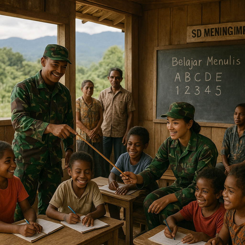 Kisah Haru di Papua: Prajurit TNI Jadi Guru Dadakan di SD Pedalaman