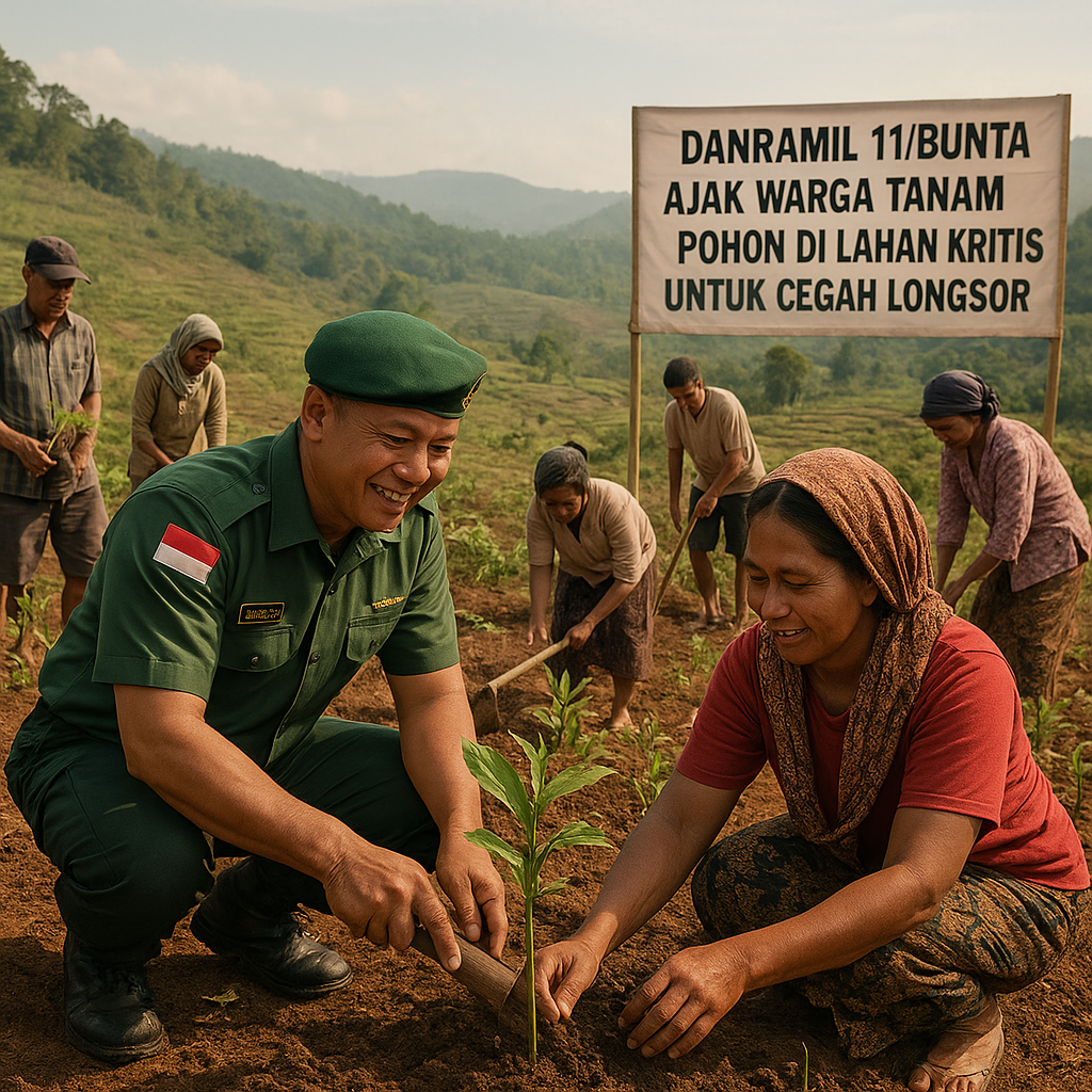 Danramil 11/Bunta Ajak Warga Tanam Pohon di Lahan Kritis untuk Cegah Longsor