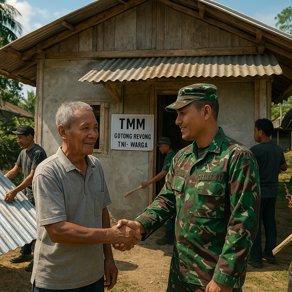 Gotong Royong TNI dan Warga Wujudkan Rumah Layak Huni di Boalemo