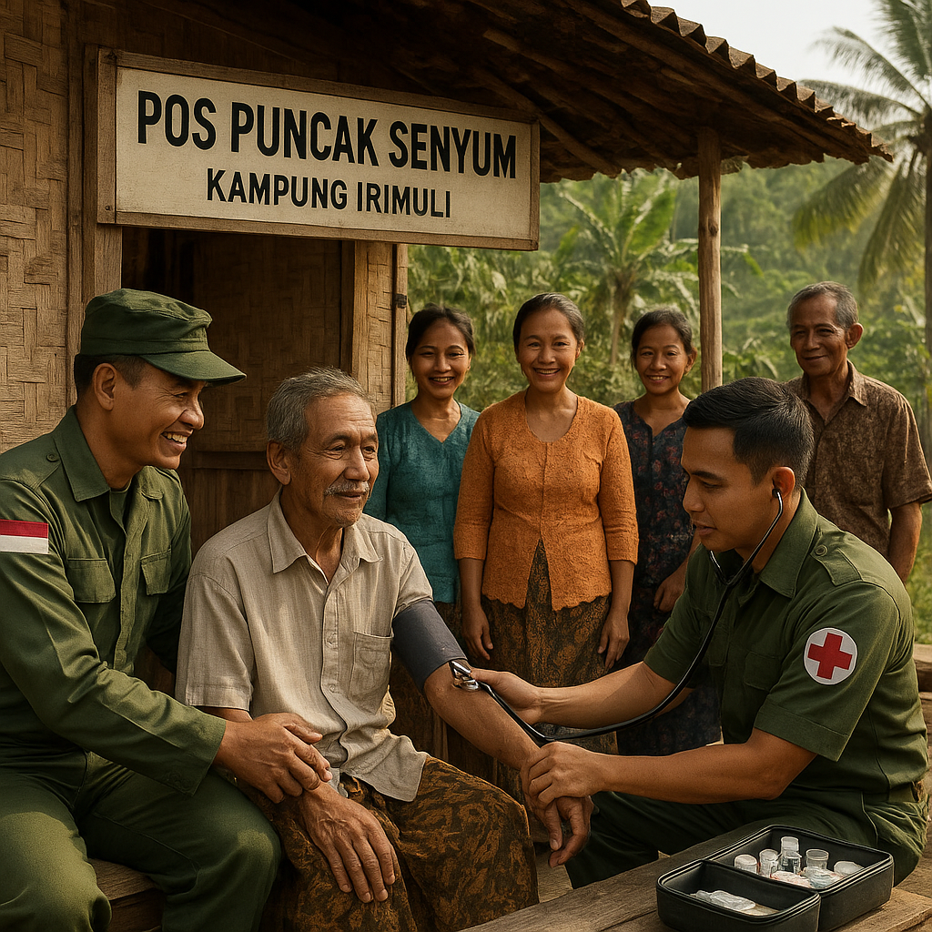 Patroli Simpatik Pos Puncak Senyum, TNI Hadir Berikan Rasa Aman dan Layanan Kesehatan