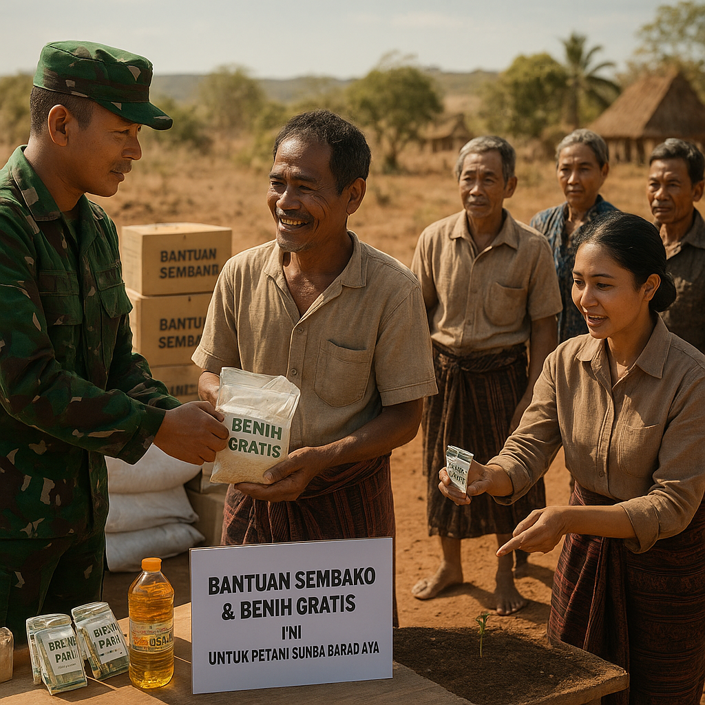 Bantuan Sembako dan Benih Gratis dari TNI untuk Petani di Sumba yang Terdampak Iklim Ekstrem