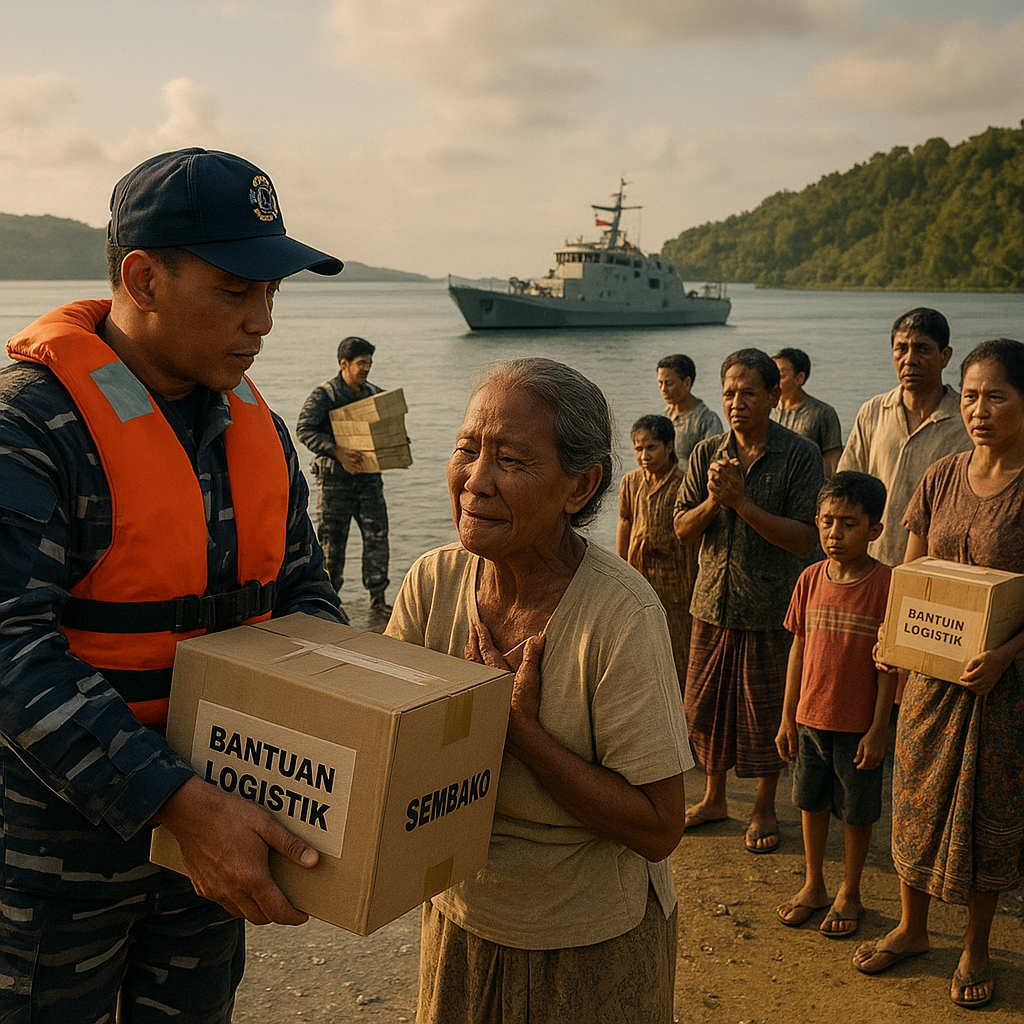 TNI AL Bantu Pengiriman Logistik ke Pulau Terpencil di Maluku, Warga Terharu