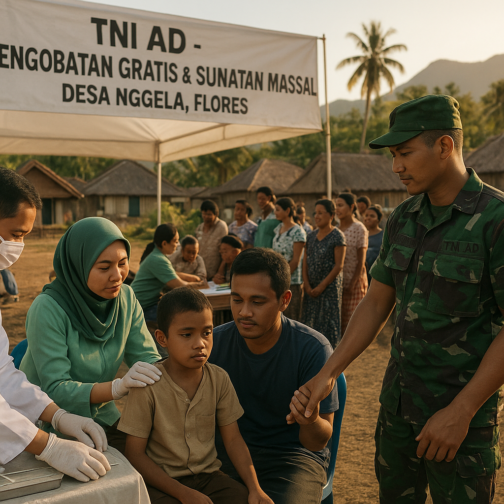 TNI AD Gelar Pengobatan Gratis dan Sunatan Massal di Desa Tertinggal Flores