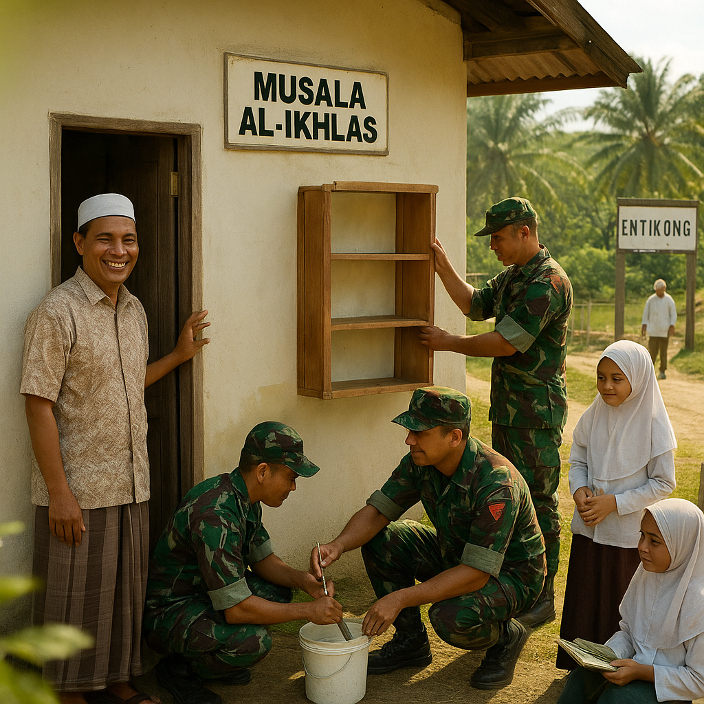 Senyum Tuan Guru di Ujung Tapal Batas: Satgas Yonif 121/MK Bantu Santri Perbatasan
