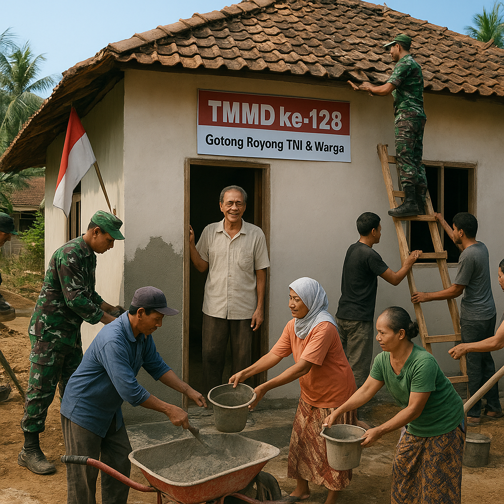Gotong Royong TNI dan Warga Wujudkan Rumah Layak Huni di Boalemo