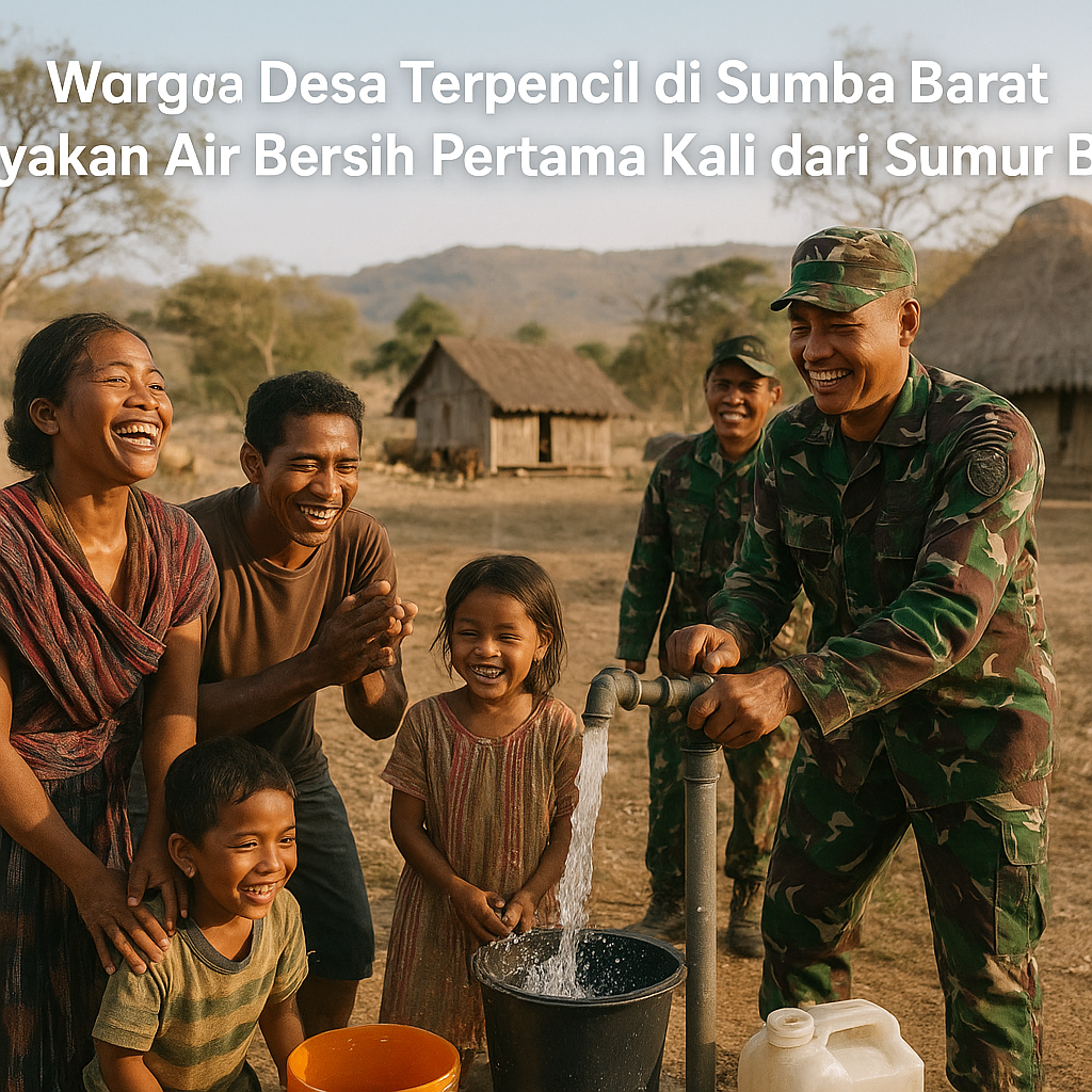 Warga Desa Terpencil di Sumba Barat Rayakan Air Bersih Pertama Kali dari Sumur Bor TNI