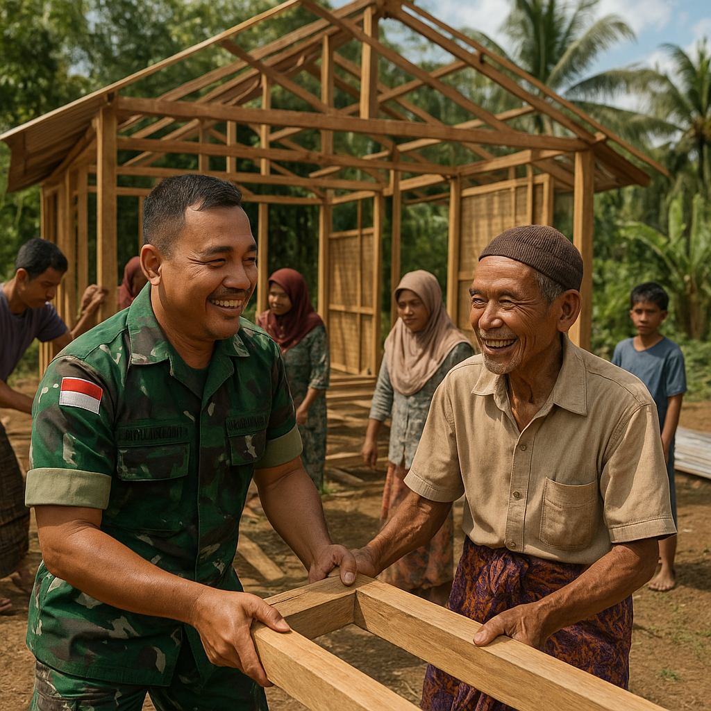 Gotong Royong di Semitau: Babinsa Bahu-membahu Bantu Warga Bangun Rumah