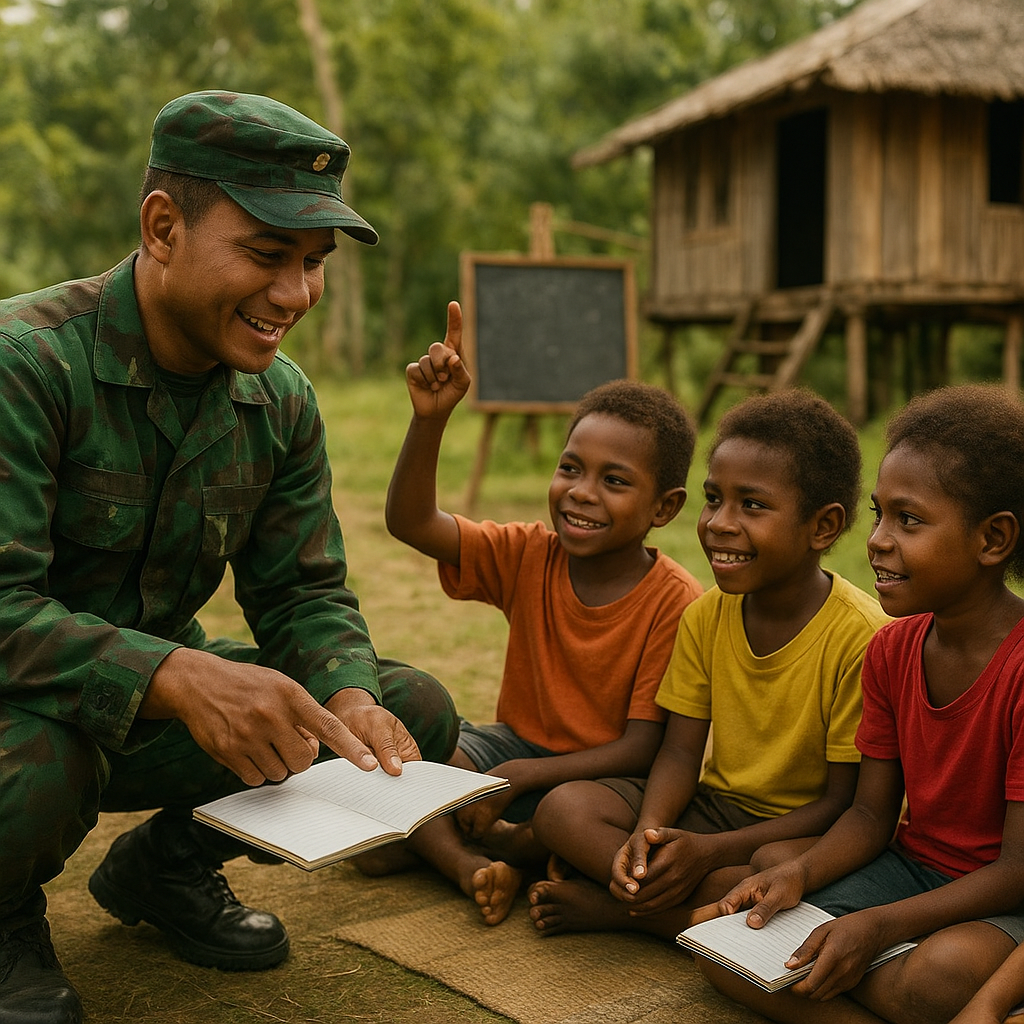 Serua, Anak-anak Papua Semangat Belajar dengan Prajurit TNI