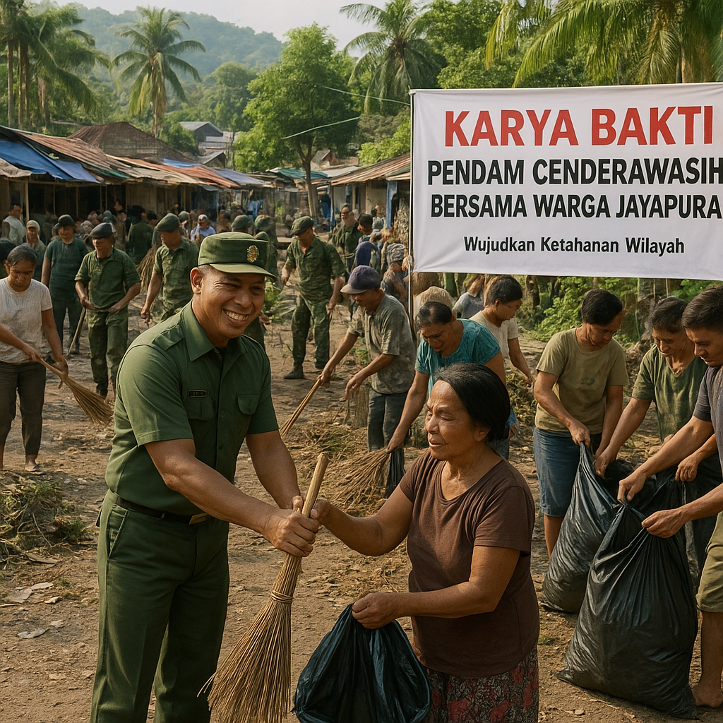 Pendam Cenderawasih Gelar Karya Bakti Bersama Warga Jayapura Wujudkan Ketahanan Wilayah