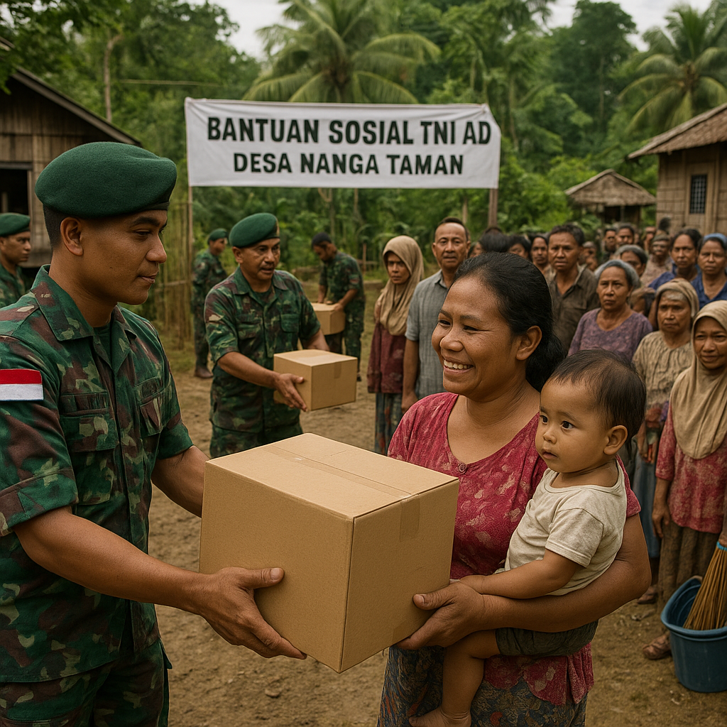 TNI AD Gelar Bantuan Sosial untuk 500 Keluarga di Desa Pelosok Kalimantan Barat