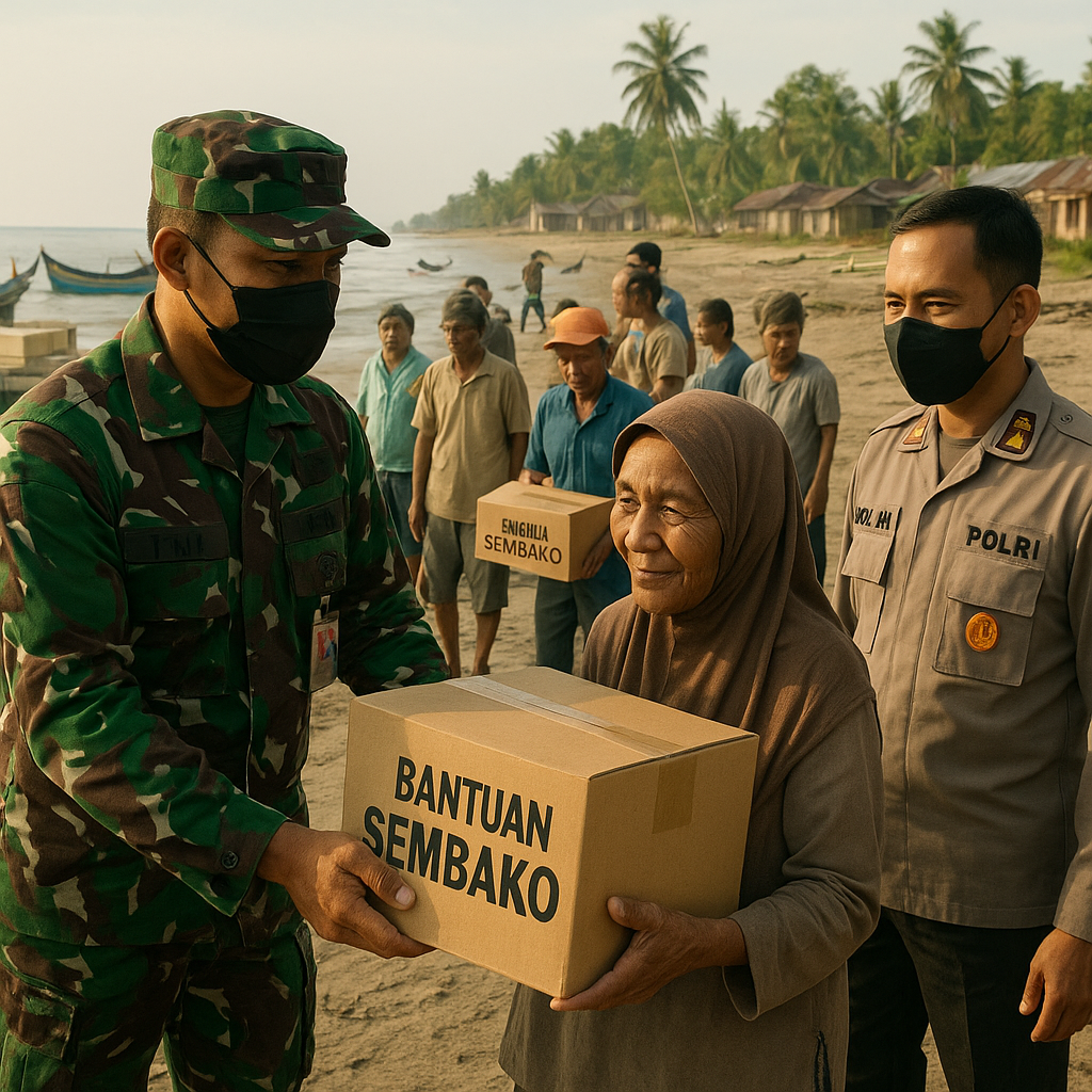 Program & Bantuan: TNI Polri Bersama Salurkan Bantuan Sembako ke Warga Pesisir Aceh