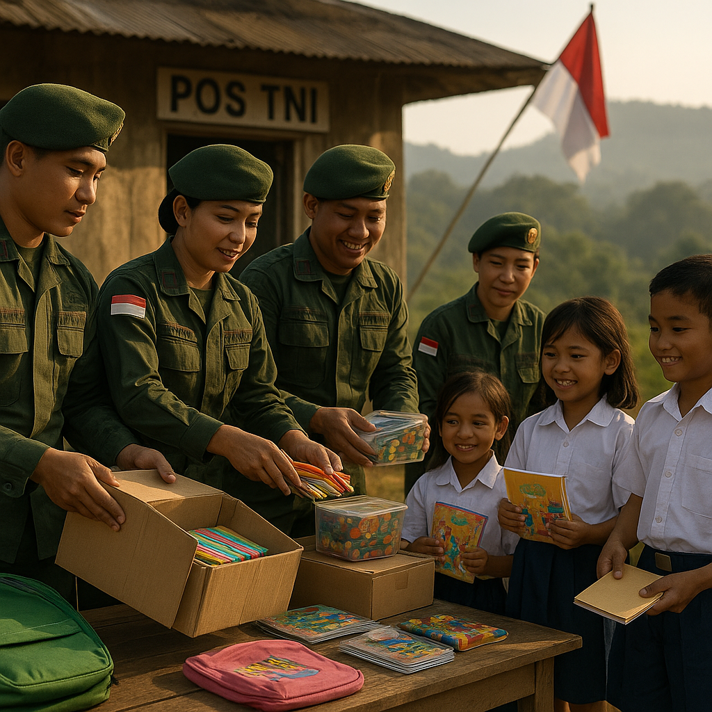 Dari Pos TNI di Perbatasan, Buku dan Mainan Didistribusikan untuk Anak-anak Sekolah