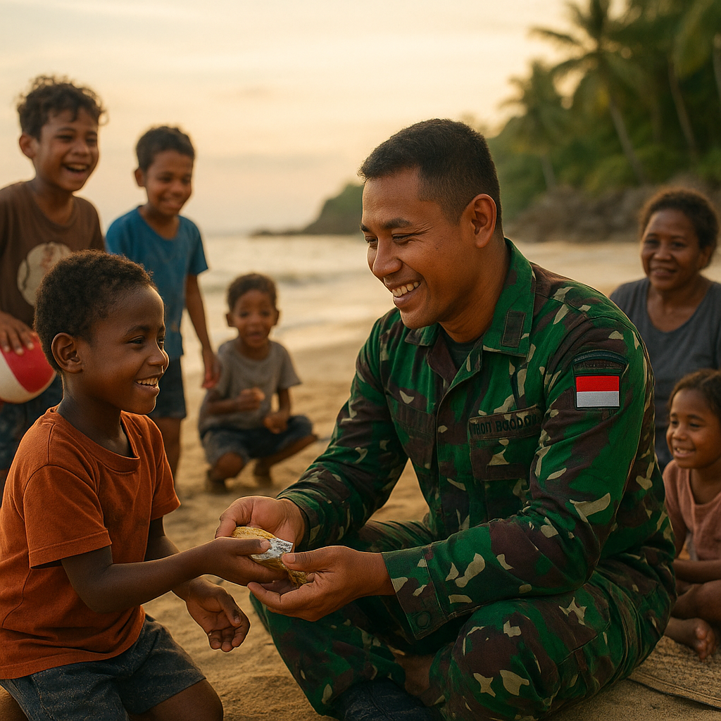 Kisah Haru: Prajurit TNI Ajak Anak Panti Asuhan di Papua Barat Nikmati Liburan ke Pantai