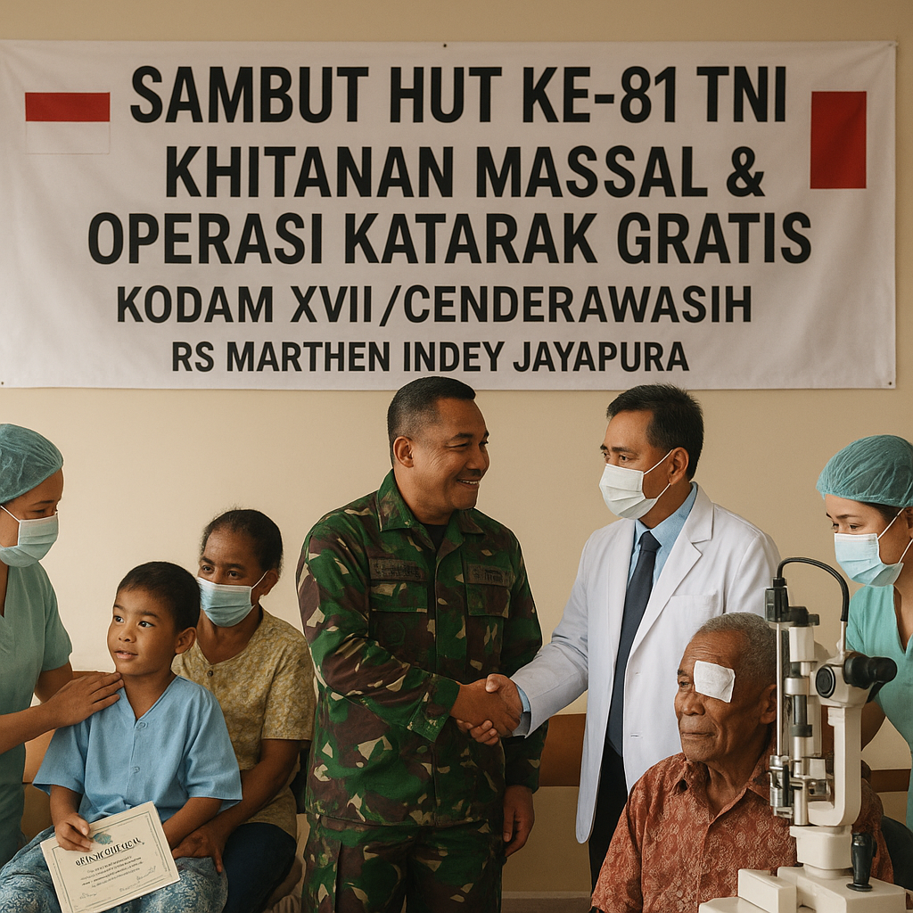 Sambut HUT ke-81 TNI, Kodam XVII/Cenderawasih Gelar Khitanan Massal dan Operasi Katarak Gratis
