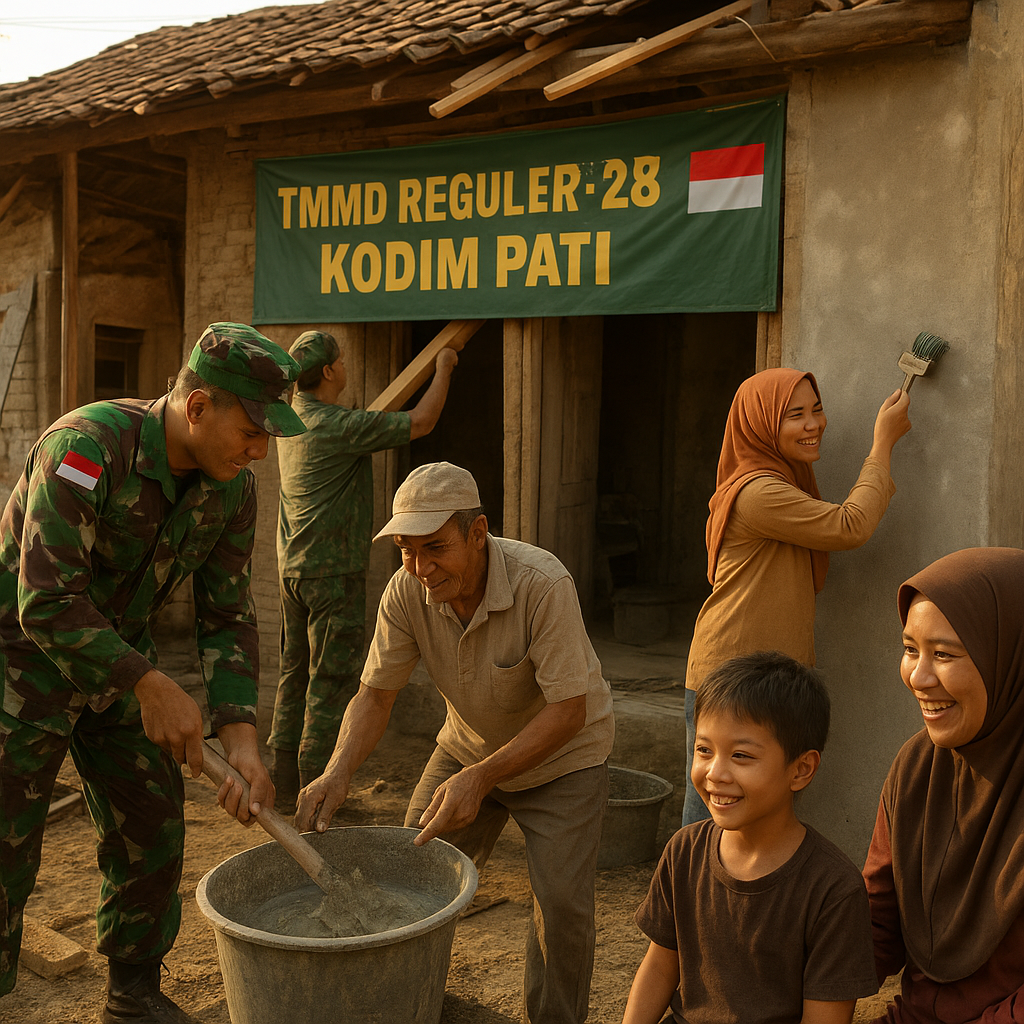 TMMD Reguler ke-128 Kodim Pati: TNI dan Warga Desa Godo Kompak Percepat Renovasi RTLH