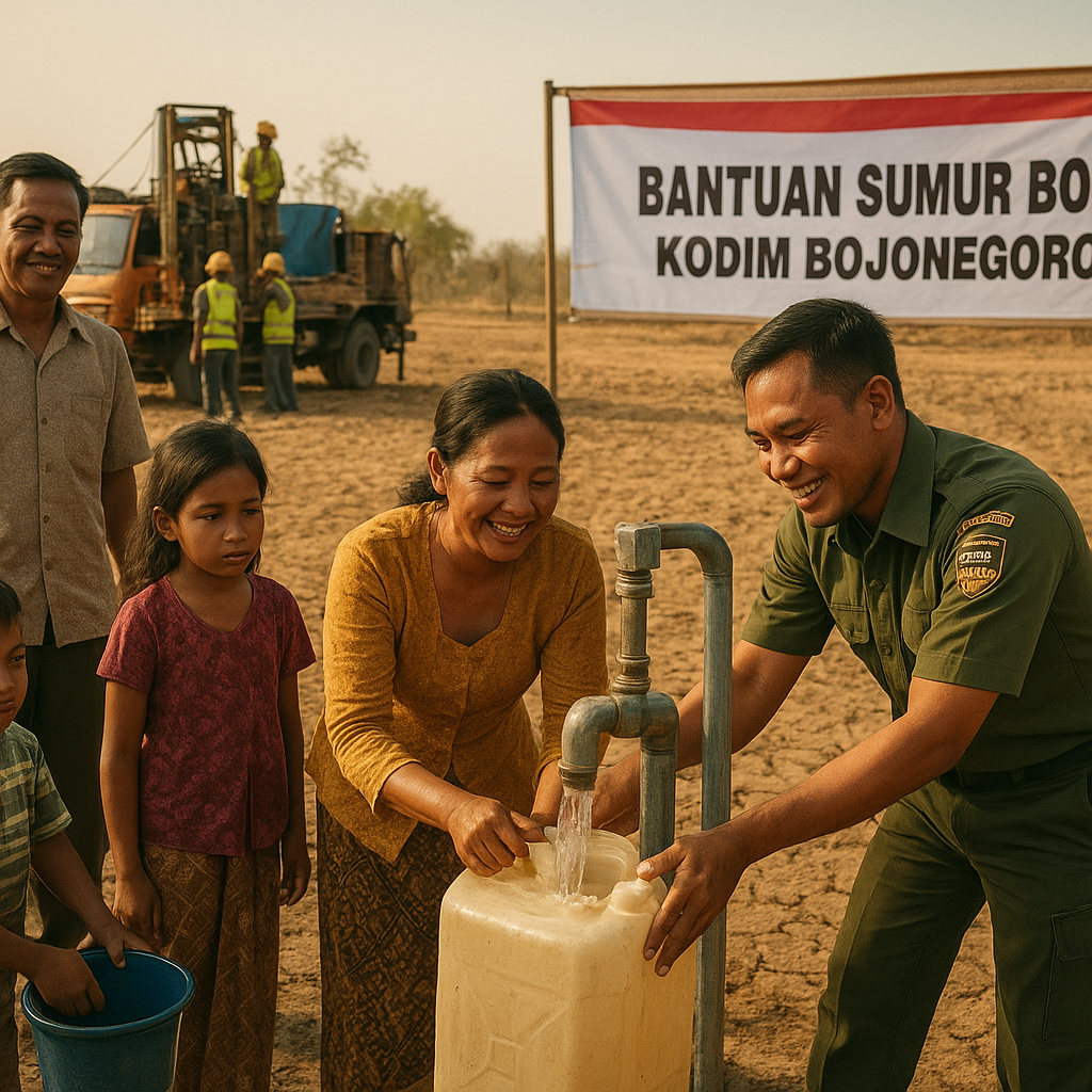 Bantuan Sumur Bor Desa Sumberagung: Kodim Bojonegoro Hadir di Tengah Kekeringan