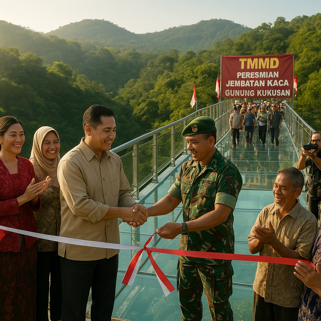 Program TMMD, Jembatan Kaca Gunung Kukusan Diresmikan, Warga Samboja Akhirnya Tersenyum