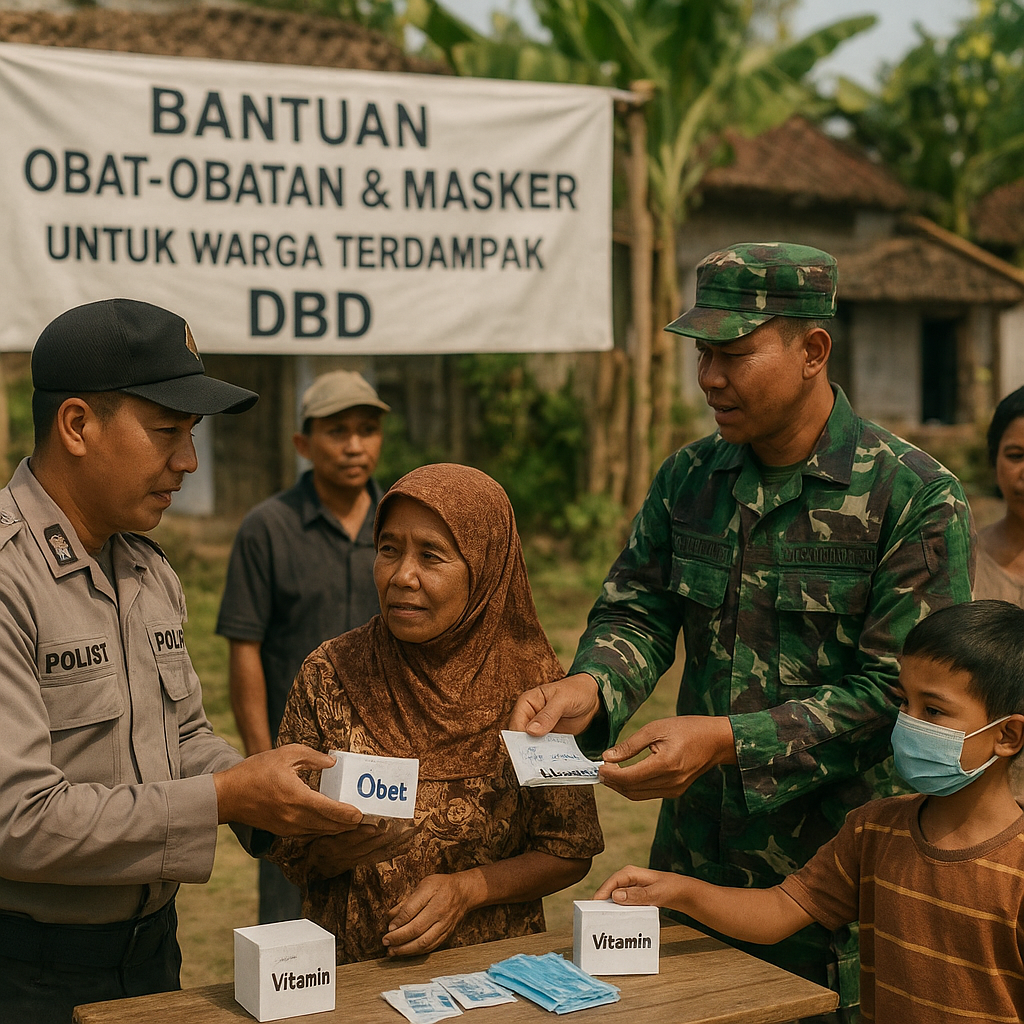 Anggota Polsek dan Babinsa Beri Bantuan Obat-obatan ke Warga Terdampak DBD