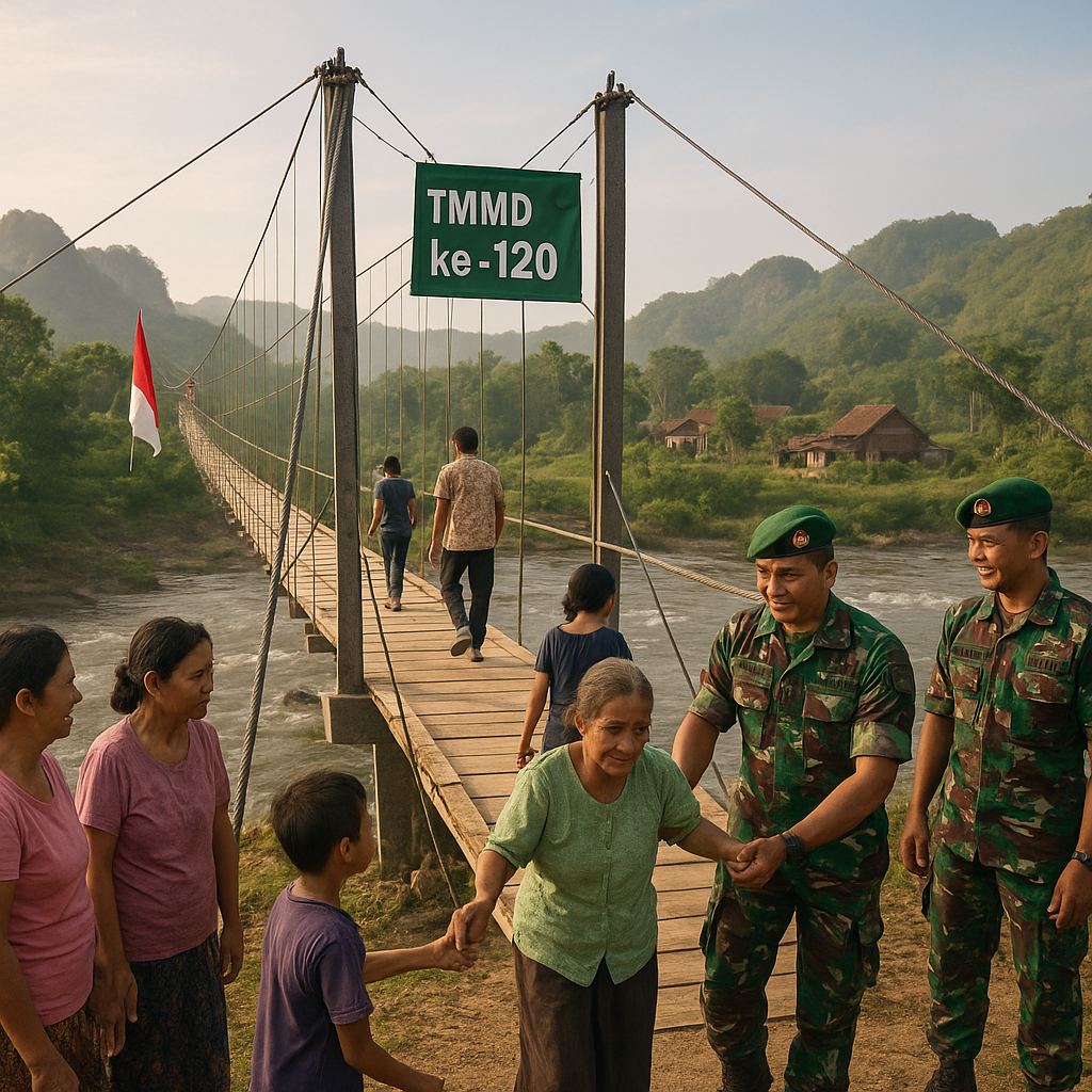 TNI AD Bangun Jembatan Gantung di Desa Terpencil Gunung Kidul, Warga Tak Lagi Terisolasi