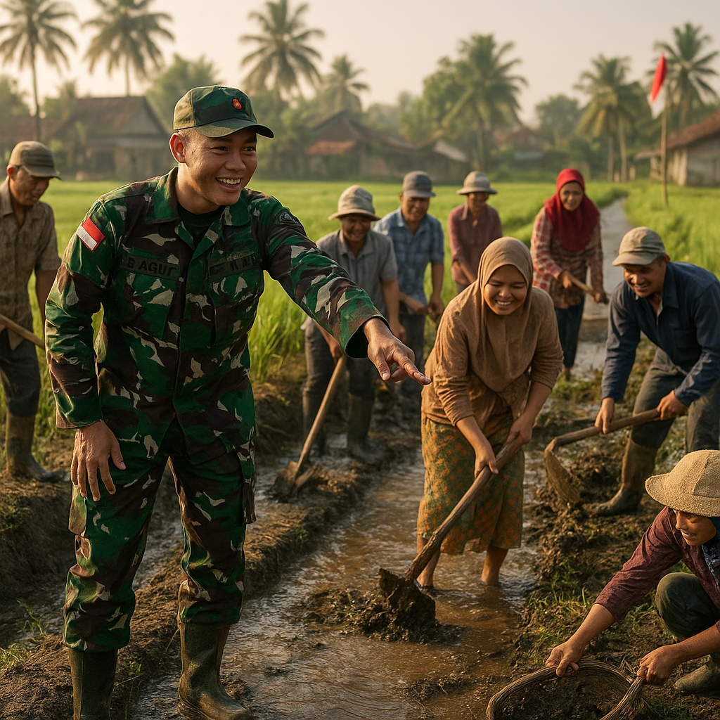 Babinsa Lamongan Ajak Warga Desa Blumbung Bersihkan Saluran Irigasi, Panen Padi Lancar