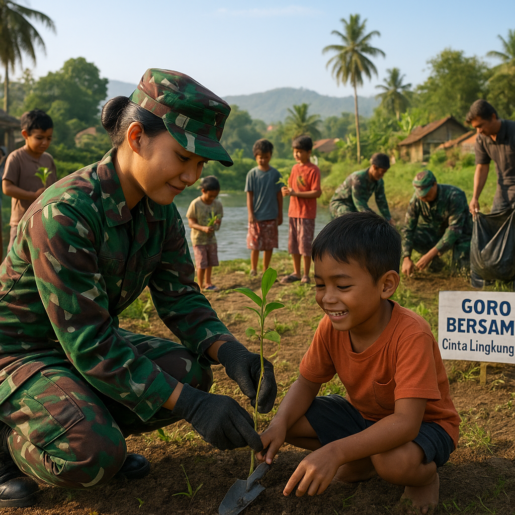 Goro Bersama TNI, Anak-anak Desa Belajar Menanam dan Cinta Lingkungan