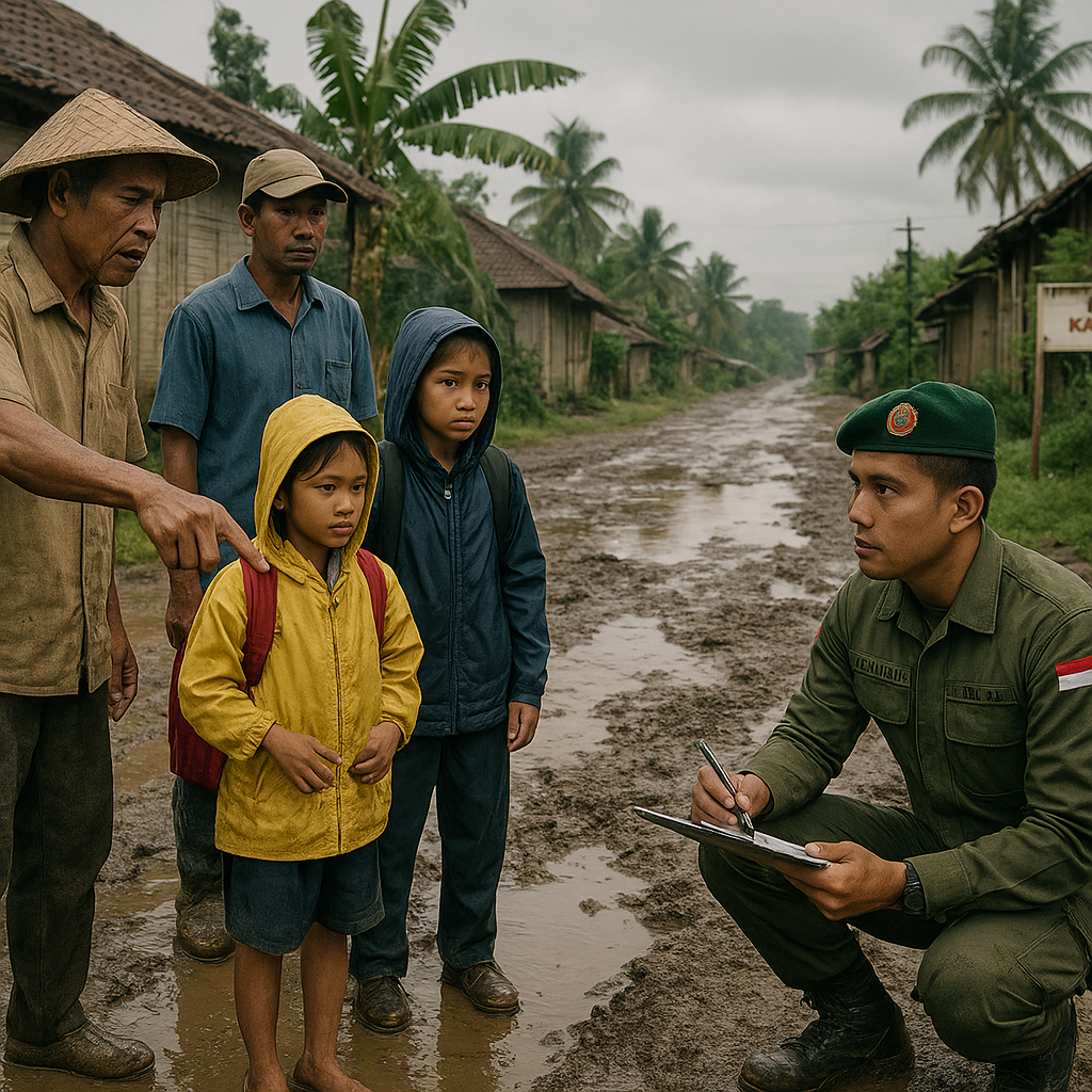 Warga Desa Karangtengah Keluhkan Jalan Rusak, Babinsa Tampung Aspirasi