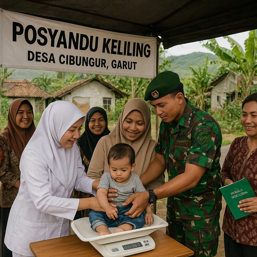 Posyandu Keliling Dibantu TNI, Ibu-ibu Desa Antusias Periksa Kesehatan