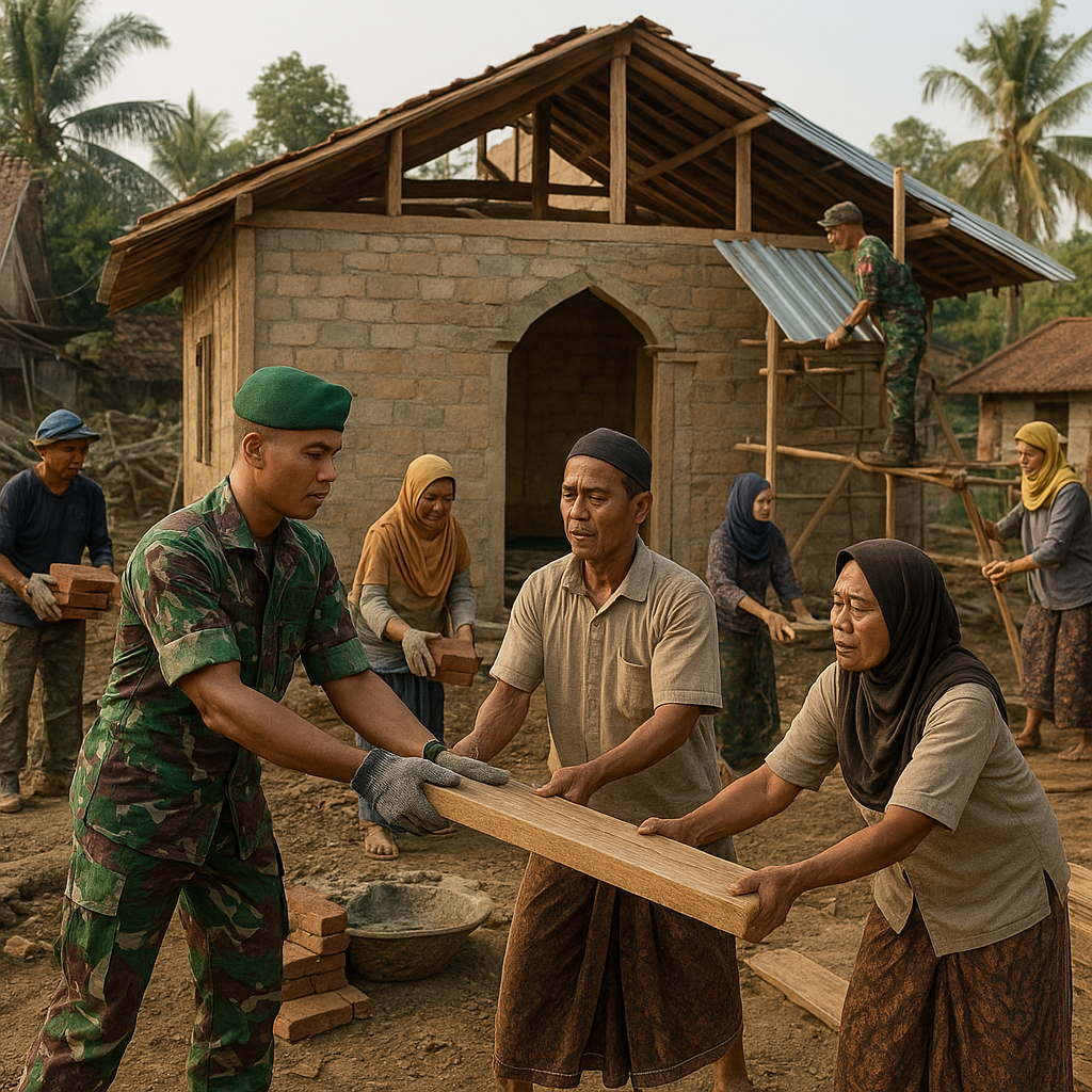 Gotong Royong TNI dan Warga Bangun Mushola di Desa Rancaekek