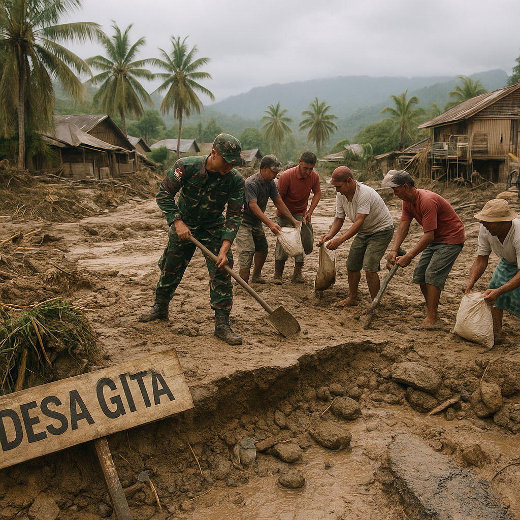 Warga Desa di Maluku Utara Keluhkan Jalan Rusak Akibat Banjir, TNI Gerak Cepat Perbaiki Akses