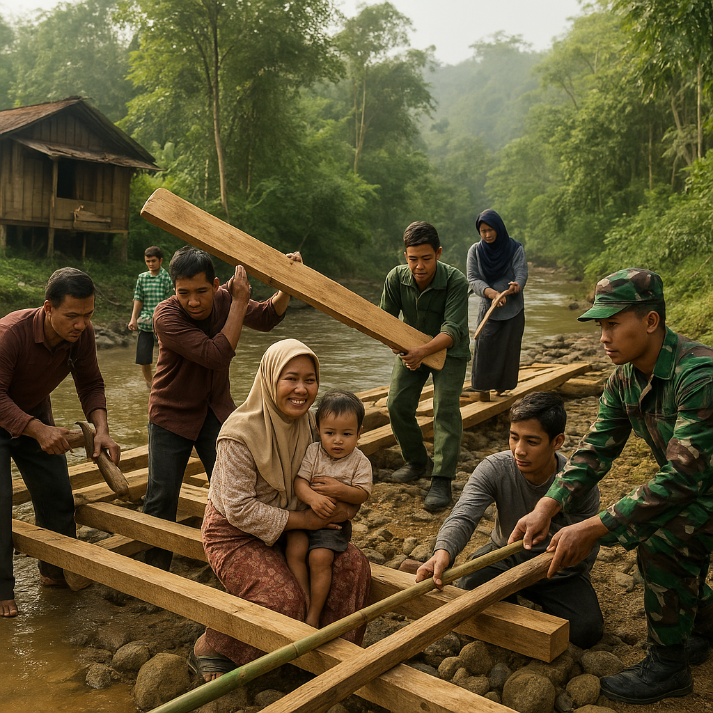 Keringat di Sungai Gayo Lues, Jembatan Baru Dibangun dengan Semangat Gotong Royong