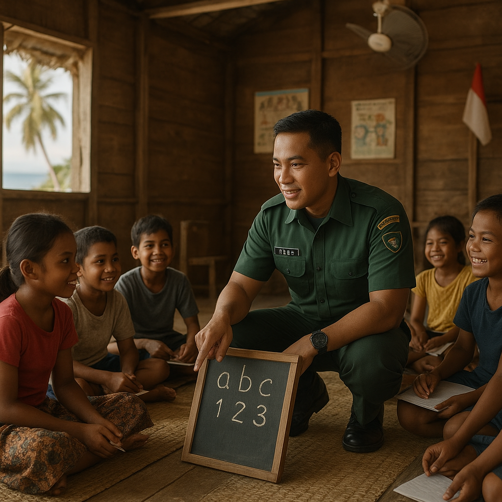 Kisah Prajurit TNI yang Jadi Guru Dadakan untuk Anak-Anak di Pulau Terpencil