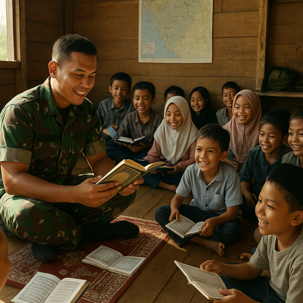 Prajurit TNI Jadi Guru Ngaji di Pos Perbatasan, Anak-anak Desa Jadi Lebih Semangat Mengaji