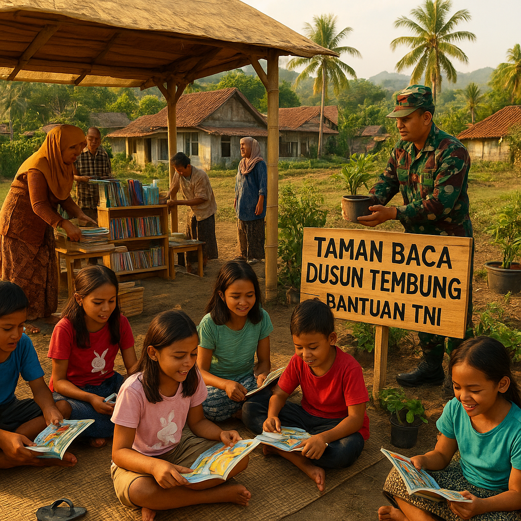 Warga Desa di Lombok Utara Buat Taman Baca Berkat Lahan Sumbangan TNI