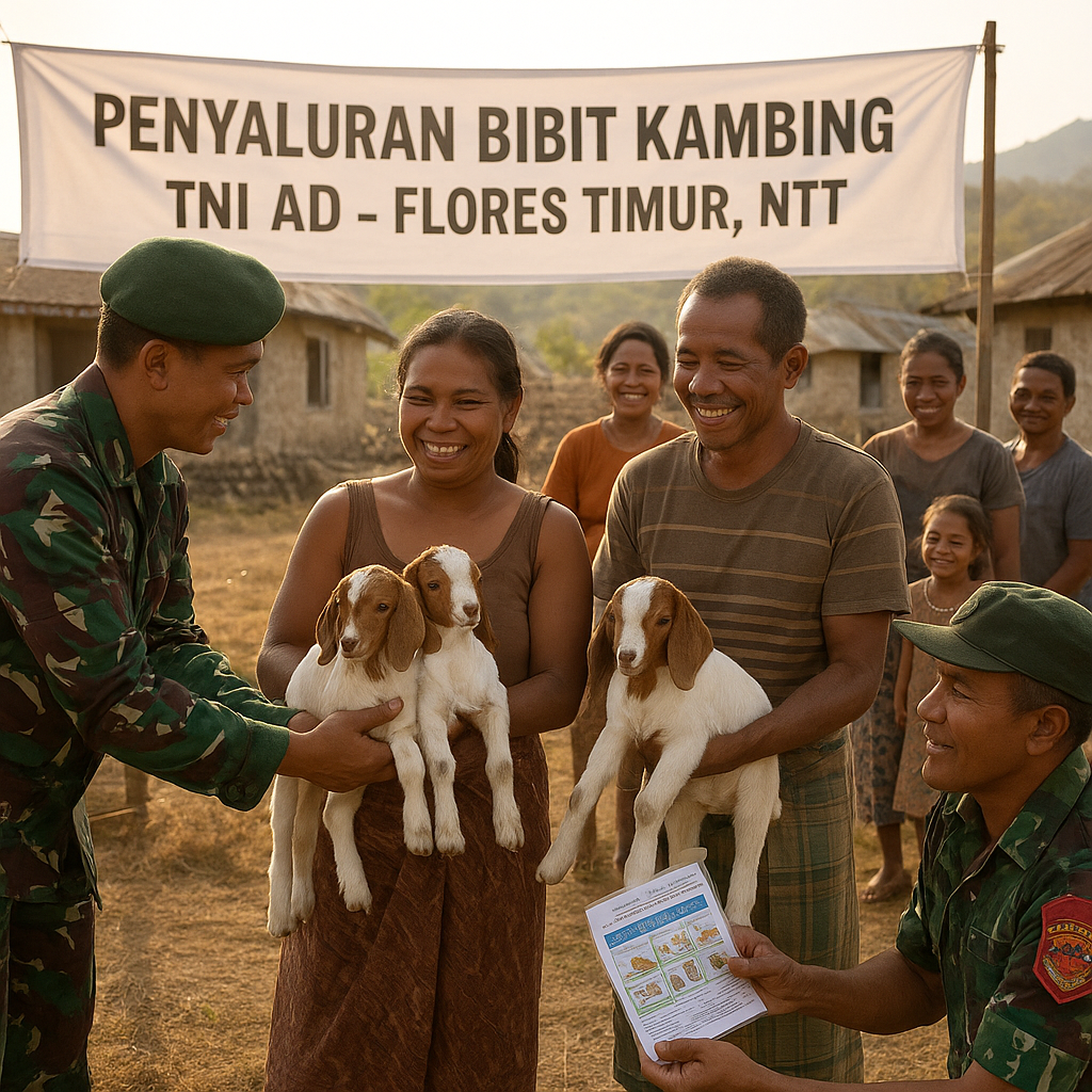 TNI AD Salurkan 5.000 Ekor Bibit Kambing untuk Keluarga Miskin di NTT
