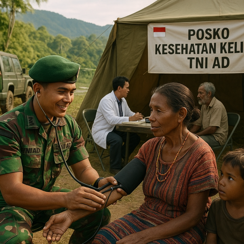 TNI AD Dirikan Posko Kesehatan Keliling di Perbatasan, Layani Warga Suku Terasing