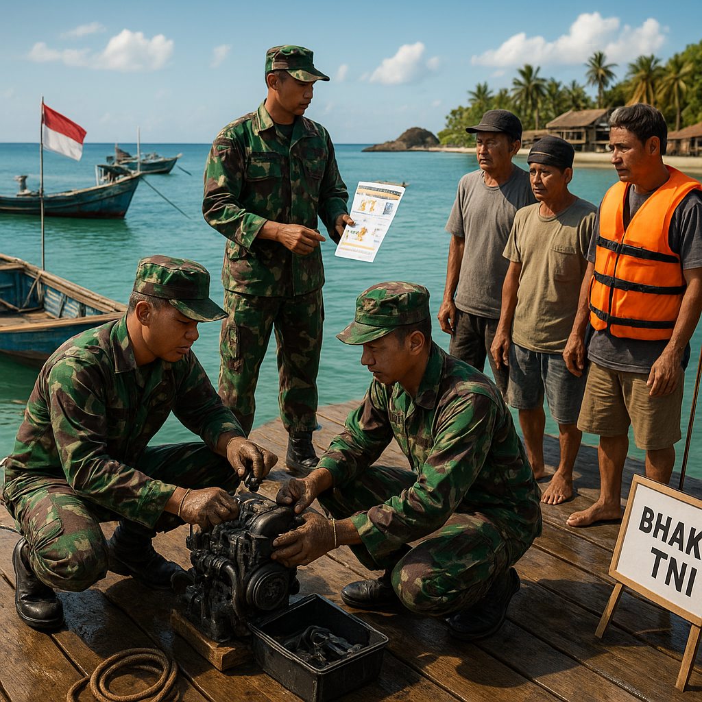 Bhakti TNI di Pulau Terpencil: Perbaikan Kapal Nelayan dan Penyuluhan Keselamatan Melaut