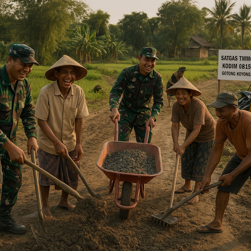 Satgas TMMD Kodim Bojonegoro Bantu Perbaiki Jalan Rusak Menuju Lahan Pertanian