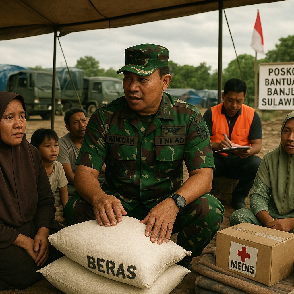 Pangdam Tinjau Persiapan Bantuan Logistik untuk Korban Banjir Bandang di Sulawesi