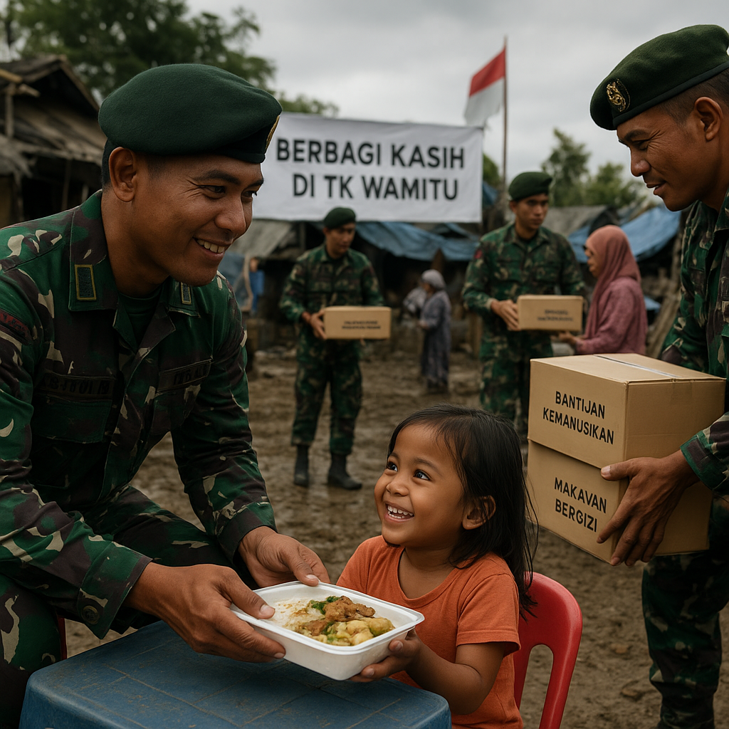 Berbagi Kasih di TK Wamitu, Satgas Pastikan Warga Tak Merasa Sendiri di Tengah Bencana